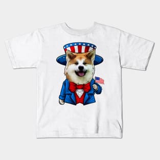 Fourth of July Akita Kids T-Shirt